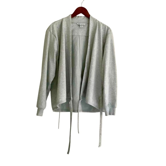 Athleta Studio Wrap Cardigan Sz L Light Gray Tie Front Open Sweatshirt Yoga Gym - Picture 1 of 8